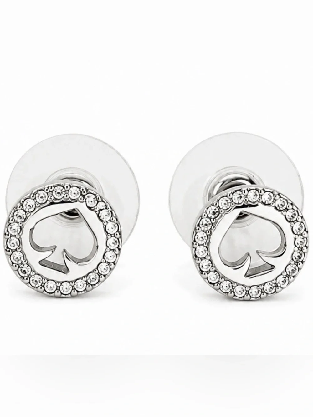 Kate Spade New York “Spot the Spade” Pavé Halo Spade Stud Earrings